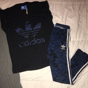 blue floral adidas outfit